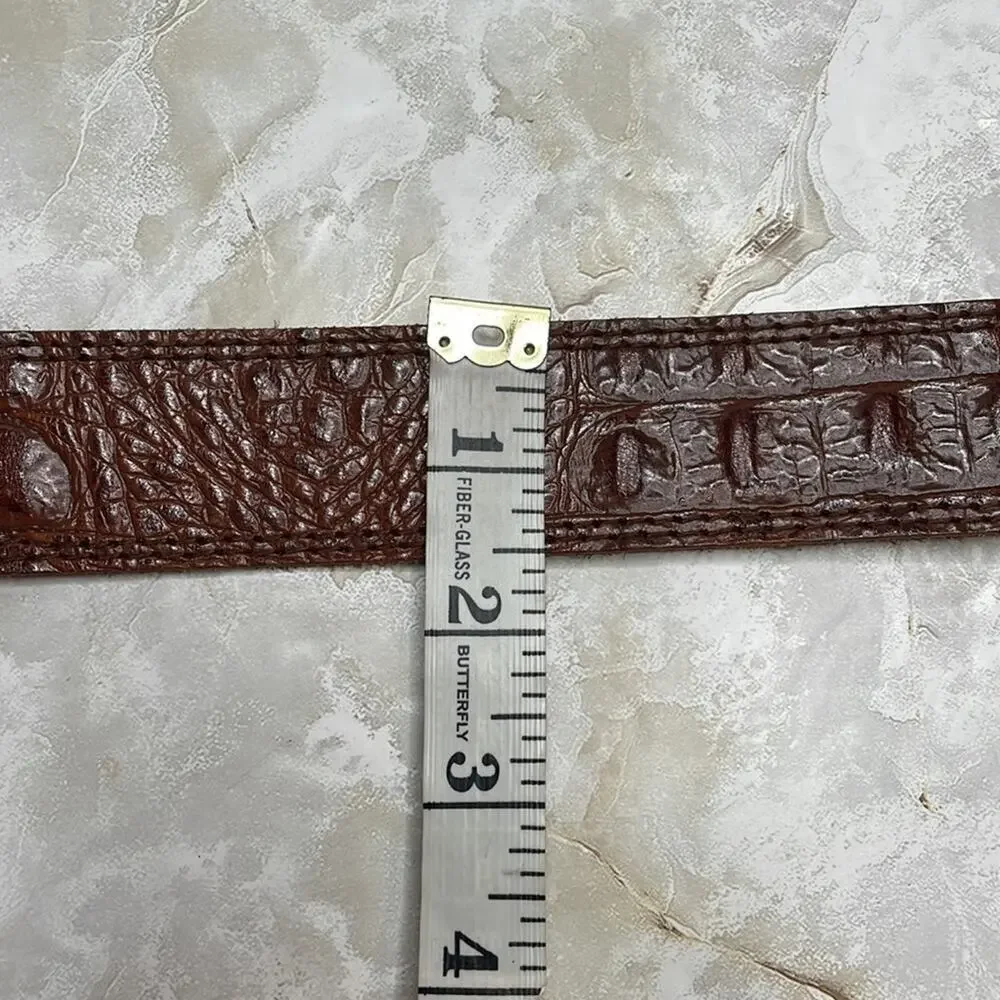 Vintage 80’s cowhide with croco grain octagonal buckle belt